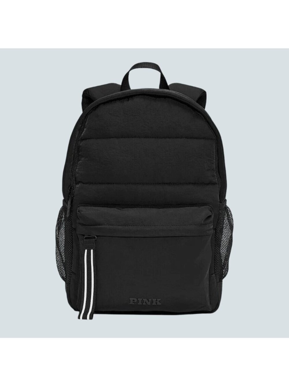 Pink Quilted Backpack With Padded Straps Side Mesh Pockets